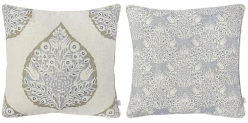Naf Naf Set mit 2 Kissenbezügen, 50 x 50 cm, blaues Blatt, blau, dekoratives Kissen.