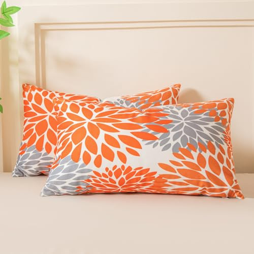 Miuyunya Samt Kissenbezüge Strohgelb 50x30 Kissenhülle Orange Grau 2er Set Sofakissen Samtkissen Dekorative Kissenbezug Moderne Weich Lendenkissen für Wohnzimmer Herbst Winter Kissen Deko