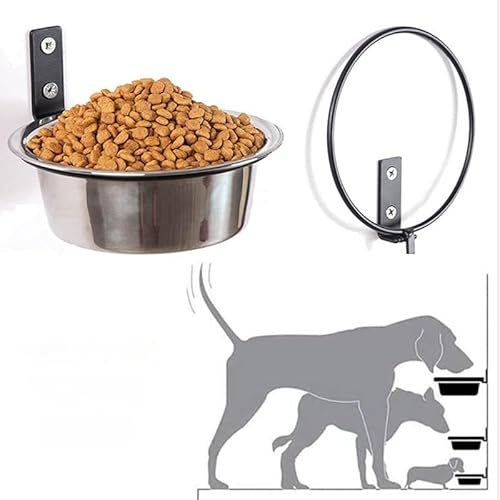 Wand Montierter Erhöhter Hundenapf, Höhenverstellbarer Hundenapf Aus Edelstahl mit klappbarem Halter,Verschleißfester Wandmontierter Hundenapf Kätzchen-Wassernapf mit Halterung (8 Zoll)