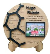 Genérico Placa Conmemorativa de Fútbol Personalizada, Diseño Hexagonal con Foto, Base de Madera,