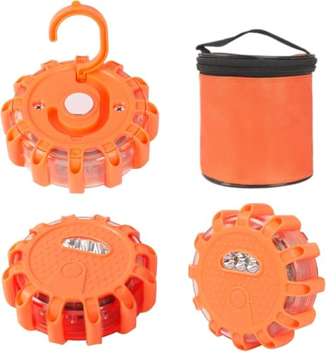 NEOVSUNY LED Warnleuchte, Wasserdichte Warnlicht für Auto, Warnblinkleuchte, mit Magnet und Haken, 9 Blinkend Leuchtmodi, LED Rundumleuchte für Camping Bergsteigen Wandern (Batterien -3PCS)