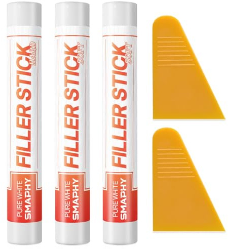 White Wood Filler Sticks 3 Pack, Putty Stick for Nail Holes & Baseboards