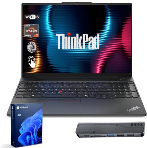 Lenovo ThinkPad E16 Gen 2 Business Laptop, pantalla táctil FHD+ de 16 pulgadas, AMD Ryzen 7 7735U, 16GB DDR5 RAM, 512GB SSD, HDMI, tipo C, huella dactilar, KB retroiluminado, Wi-Fi 6, Windows 11 Pro