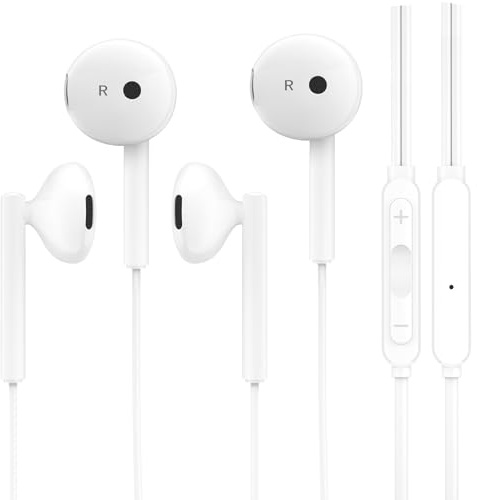 USB C Headphones for iPhone 17 16 15, Wired Earphones USBC for iPad Air Pro Mini MacBook, Type C Earbuds for Samsung S26 25 24 23 22 21 20, Google Pixel, Lenovo, Dell, in Ear Headphones, 2 Pack White