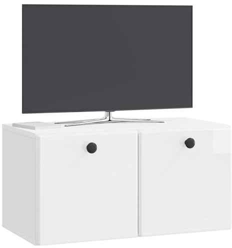 vidaXL Wandmontierter TV-Schrank 59,5 x 31 x 30 cm Hochglanz Weiß, Wohnzimmeraufbewahrung, moderner Schrank, Wand-TV-Ständer, rechteckiges Design, viel Platz, praktische Möbel