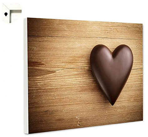 Magnettafel Pinnwand Küche Herz aus Schokolade auf Holz Größe 60 x 40 cm