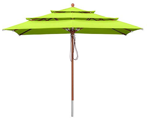 anndora Sonnenschirm 3-lagig 300 x 300 cm eckig Gartenschirm - Apfelgrün