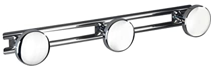 WENKO Hakenleiste Basic mit 3 Haken Edelstahl - Garderobenleiste, Wandhaken, Edelstahl rostfrei, 42.5 x 6.5 x 6.5 cm, Glänzend