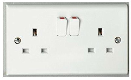 Deta S1209S Slimline Double Switch Socket 2 Gang SP 13 Amp