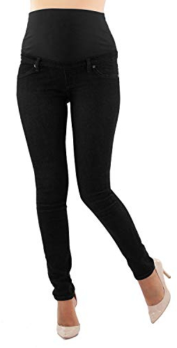 Milano - Jean Grossesse et Femme Enceinte, Coupe Slim Bandeau Haut Stretch et Confortable - Idèal Tout au Long de Votre Maternité (S - 38, Noir)