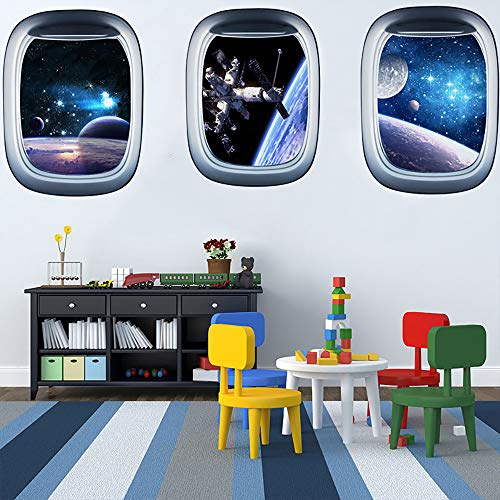ITTA Wandaufkleber mit Weltraumkapseln, 3D-Astronauten, Wandaufkleber für Schlafzimmer, Wohnzimmer, Kinderzimmer, Heimdekoration (je Stück: 58,4 x 43,2 cm)