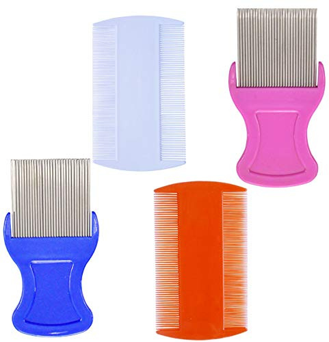 zYoung 4 pettini per capelli con 2 pettini per capelli a doppia faccia, 2 pettini per rimozione forfora con denti in metallo