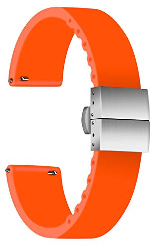 ULLCHRO Bracelet Montre Haute Qualité Remplacer Silicone Bracelet Montre - 14mm, 16mm, 18mm, 20mm, 22mm, 24mm Caoutchouc Watch Strap avec Boucle Déployante Acier inoxydable (20mm, Orange)