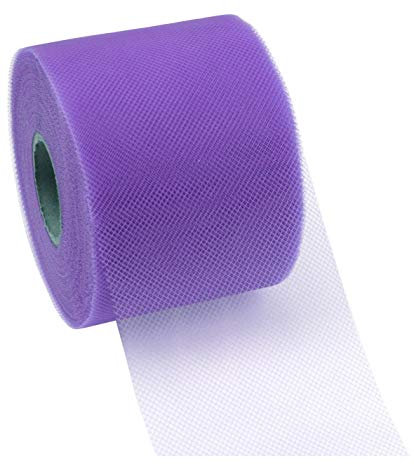 PRÄSENT VERONA Nastro tulle color viola, rocchetto di nastro decorativo, lungh. 5 m, largh. 72 mm, nastro regalo per decorazioni e lavoretti, per pacchi e confezioni