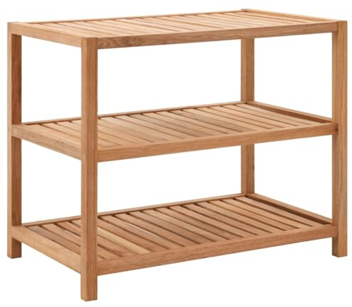 vidaXL Etagère de Salle de Bain Support de Stockage Rangement Meuble de Cuisine 3 Niveaux Toilette Salle d'eau Maison Intérieur Bois de Noyer Massif