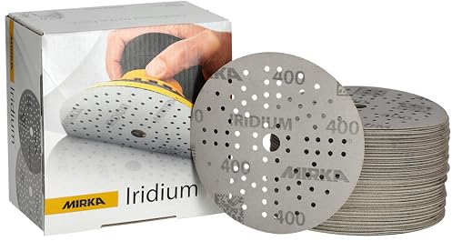 Mirka Iridium Premium-Schleifpapier Ø 125mm Klett 89-Loch, Korn 400, 100 Stk/Zum Schleifen von Lack, Spachtel, Grundierung, Holz, Stahl, Mineralwerkstoffe, Kunststoff