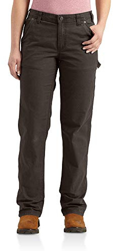 Carhartt Damen Rugged Flex Loose Fit Canvas-Arbeitshose Work Utility Pants, Dunkelbraun, 6W EU