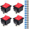 Gebildet 4Pcs Interruttore Barca 12V-24V-48V-110V/20A, 220-230V/15A ON-OFF 2 posizione 4 Pin DPST Interruttore a Bilanciere, 16Pcs Connettori Terminali (NESSUN LED)
