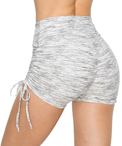 ALWAYS Gerippte Yoga-Shorts für Damen, hochwertig, weich, hohe Taille, Rippstrick, kurze Hose, Shtu128 / Coral, Klein
