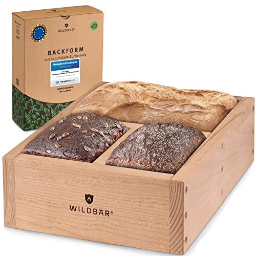 Wildbär Brotbackrahmen aus FSC-zertifiziertem Buchenholz - Robuste, verstellbare Backform für bis zu 4 Brote - Traditioneller Holzofen-Geschmack