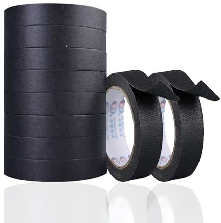 Ruban De Peintre Ruban De Peinture En Papier Inscriptible 10 Rouleaux De Ruban AdhéSif DéCoratif De Masquage 15 mm X 20 m, Pour Le Bricolage, Scrapbooking, Fournitures D'Art Pour Les Enfants (Noir)