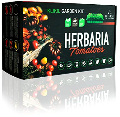 Huerto urbano Tomates cherry Herbaria - Kit plantas aromaticas - Huerto urbano terraza profesional con 6 variedades de semillas de tomate para su kit de cultivo - Regalos para amigas ecologicos