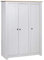 Susany Kleiderschrank Schlafzimmerschrank Mit 3 Türen,Dielenschrank 4 Ablagen 1 großen Fach & Kleiderstange,Designschrank Garderobenschrank 118 × 50 171,5 cm,Kiefer-Massivholz, Weiß