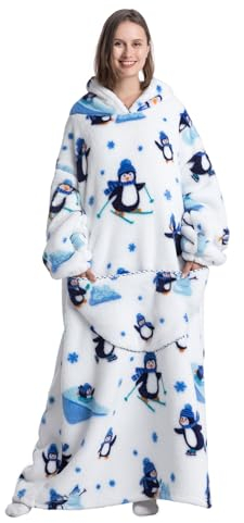 JULGIRL Übergroße tragbare Decke für Damen und Herren Sherpa-Fleece, Dicker Warmer Kapuzenpullover mit Riesentasche, super gemütlicher Riesen-Decken-Hoodie für Erwachsene, Männer, Frauen, Jugendliche