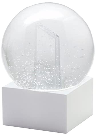 Snowglobe for You 40079 Foto-Schneekugel Glas gefüllt Fotorahmen mit Kunststoffsockel weiß eckig 100 mm Durchmesser - individuelle Schneekugel - Schüttelkugel basteln