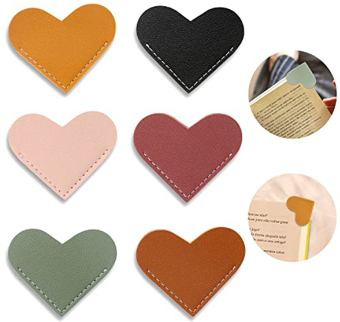 Vin Beauty 538855_1 Leder-Lesezeichen, Herz-Lesezeichen, Eckseiten-Lesezeichen, handgefertigtes Lesezeichen aus Leder für Damen, Kinder, Buchzubehör für Leseliebhaber, niedliches handgemachtes