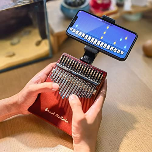 Jooleer Smart Kalimba with APP Tuning Hammer Thumb Piano 17 Keys Portable Finger Easy-to-Learn Musical Instrument Beginner Adult Christmas Gift (Claret Red)