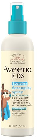 Aveeno Kids Hydrating Detangling Spray with Oat Extract, Quickly Detangles Hair, Tear-Free, Gentle on Sensitive Skin & Scalp, Detangler Spray for Kids, Hypoallergenic, 10 fl. oz