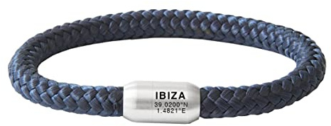 Paris Montana Das Original Ibiza Koordinaten Segeltau Armband Geflochten Mit Insel Gravur Handmade Hochwertiger Magnetverschluss 8mm Durchmesser