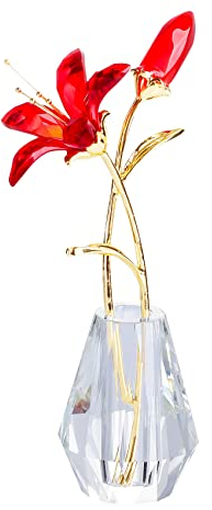 Ornalrist Kristall-Blumenfigur, Lilie, Sammlerstück, Geschenke für Frauen (rot)