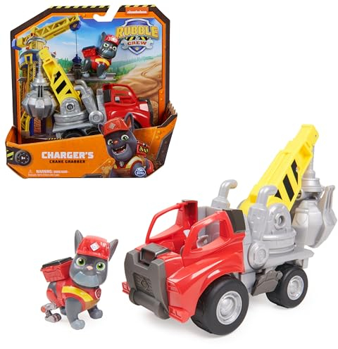 Rubble & Crew, Charger’s Crane Grabber Toy Truck Age 3+ with Movable Parts and a Collectible Action Figure, Kids’ Toys for Ages 3 and Up