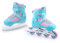 SMJ Lily Kinder Mädchen Set 2in1 Inliner/Schlittschuhe VERSTELLBAR | ABEC-7 Rollschuhe | Inlineskates umbaubar zu Eislaufschuhe | Türkis/Rosa (L (38-41))