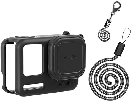 ZLiT Silikon-Schutzhülle für Insta360 Ace, Objektivdeckelabdeckung + Umhängeseil + Silikonschutzhülle für Insta360 Ace Ace Pro Kamera-Hülle (AcePro, Schwarz)