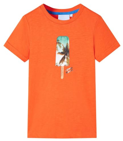 Kinder T-Shirt Rundhalsausschnitt Kurzarmshirt Kindershirt Dunkelorange 128