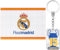 Bandera oficial del Real Madrid Club de Fútbol + Llavero 15 Champios | 150 x 100 cm - Escudo del Real Madrid y borde con colores de España | Producto Oficial