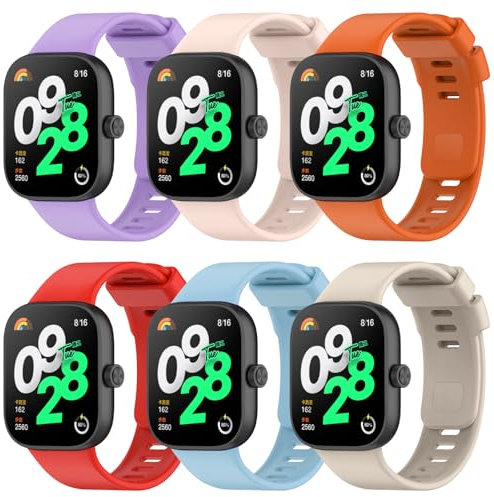 CHULN 6 PSC Cinturini Sportivo Compatibile con Xiaomi Smart Band 9 Pro/Redmi Watch 4, Cinturino in Silicone Morbido Cinturino di Ricambio per Redmi Watch 4 / Redmi Watch 5 Cinturini