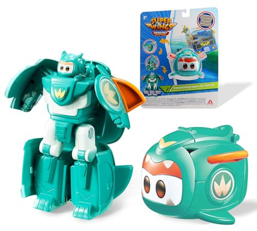 Super Wings Transformations Supercharged Tino Pet, ca. 6 cm große Spiel-Figur für Kinder, Spielzeug-Flugzeug und Roboterfigur für 3+ Jahre Alten Jungen Mädchen