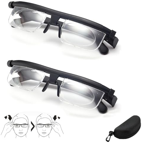 MIGEDY Einstellbare Brille mit Einstellrad,Dioptrien Myopie-Brille,Zum Lesen Kurzsichtig Weitsichtig Unisex Fernlesen. (Color : 2pcs)