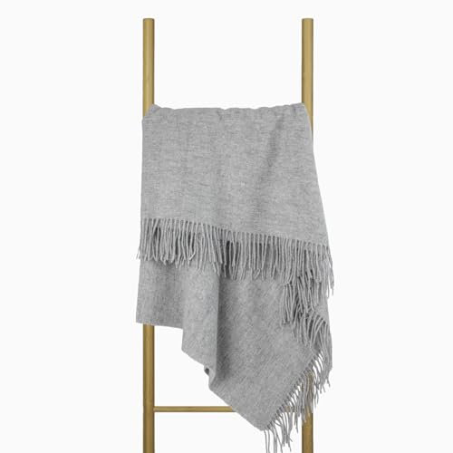 Wolldecke 140x200, 100% Schurwolle, warme & langlebige Decke, weiche Wohndecke Wolle, kuschelige Decke Wolle für Sofa & Bett, Hochwertige Schurwolldecke mit Fransen - Nostra ZELANDIA LUX Wool Blanket