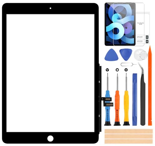 Touch Screen per iPad 9 2021 9th Generazione, Digitizer Touchscreen, Schermo tattile Frontale, include Strumenti di Riparazione, per iPad 10.2 2021 A2602 A2603 A2604 A2605 Senza Pulsante Home (Nero)