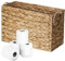 NiHome Cesta de almacenamiento de mimbre para papel higiénico, 16 x 9.4 x 6.3 pulgadas, diseño delgado para ahorrar espacio, organizador multifuncional hecho a mano con asas para baño, paraguas,
