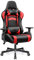 OneGame Gaming Chair, Ergonomischer Computerstuhl, Höhenverstellbarer Game Chair, Racing Style Gamer Stuhl mit Kopfstütze und Lendenwirbelstütze, Schwarzrot