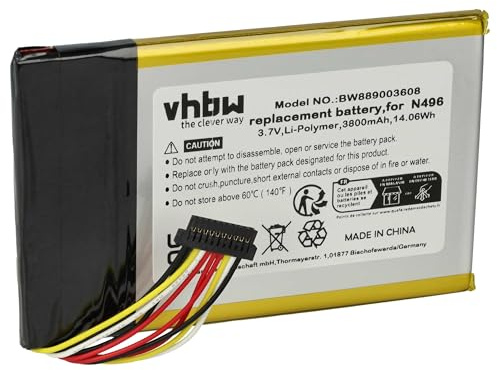 vhbw Akku Ersatz für Magellan N496 | für GPS Navigation Navi (3800 mAh, 3,7 V, Li-Polymer)