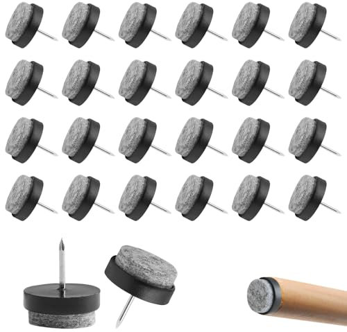 Wonvify 24 PCS Patins en Feutre à Clouer - Ø 22 mm (Noir) - Patins de Meubles Professionnels/Patins de Chaise Feutre à Clouer pour Protéger Les Tables et Les Chaises (Emballage en Boîte en Plastique)