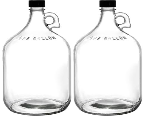 NCPSAKD 1 gallon Transparent,Glass Water Bottle, Includes Cap, (Pack of 2)