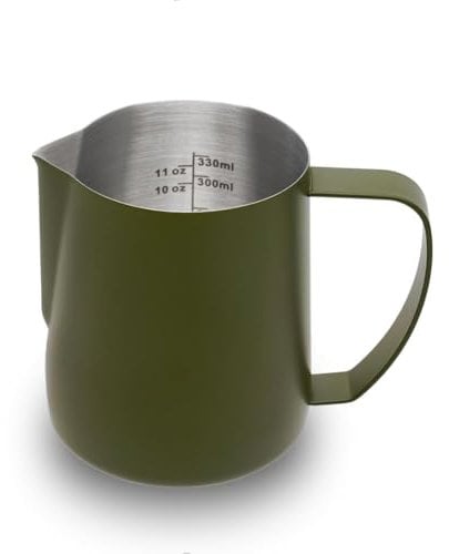 watchget Stainless Steel Milk Frothing Pitcher 12oz/350ml - Espresso Steaming Pitcher for Cappuccino, Latte Art, Coffee Machine Accessories Milk Jug Milk Frother Cup, Matte Green